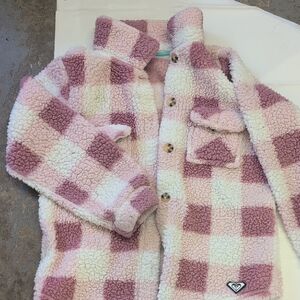 Roxy Pink and White Checkered Kids Jacket